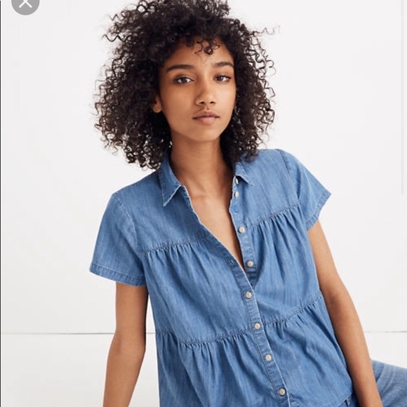 Madewell Tops - Madewell Denim Seamed Swingy Shirt